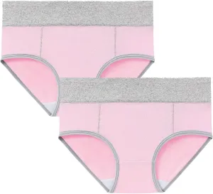 Cotton Underwear for Women High Waist Panties Full Coverage Briefs Soft Strech Ladies Breathable Panties-2 Pack