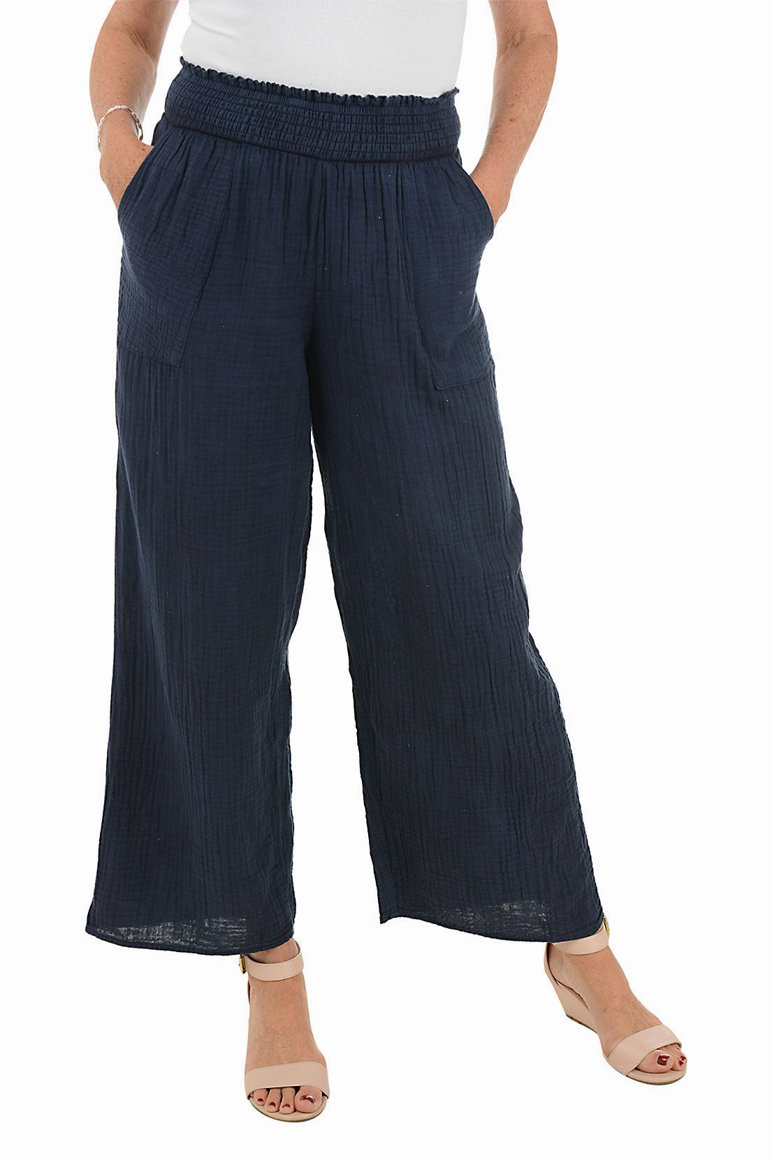Core Basic Cotton Gauze Wide Leg Lounge Pant