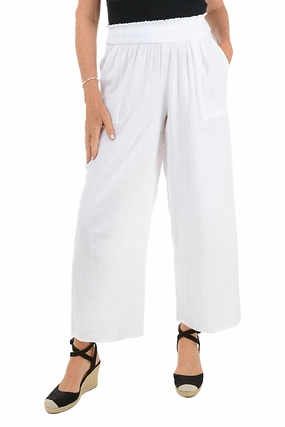 Cotton Gauze Wide Leg Lounge Pant Flexible Gusset