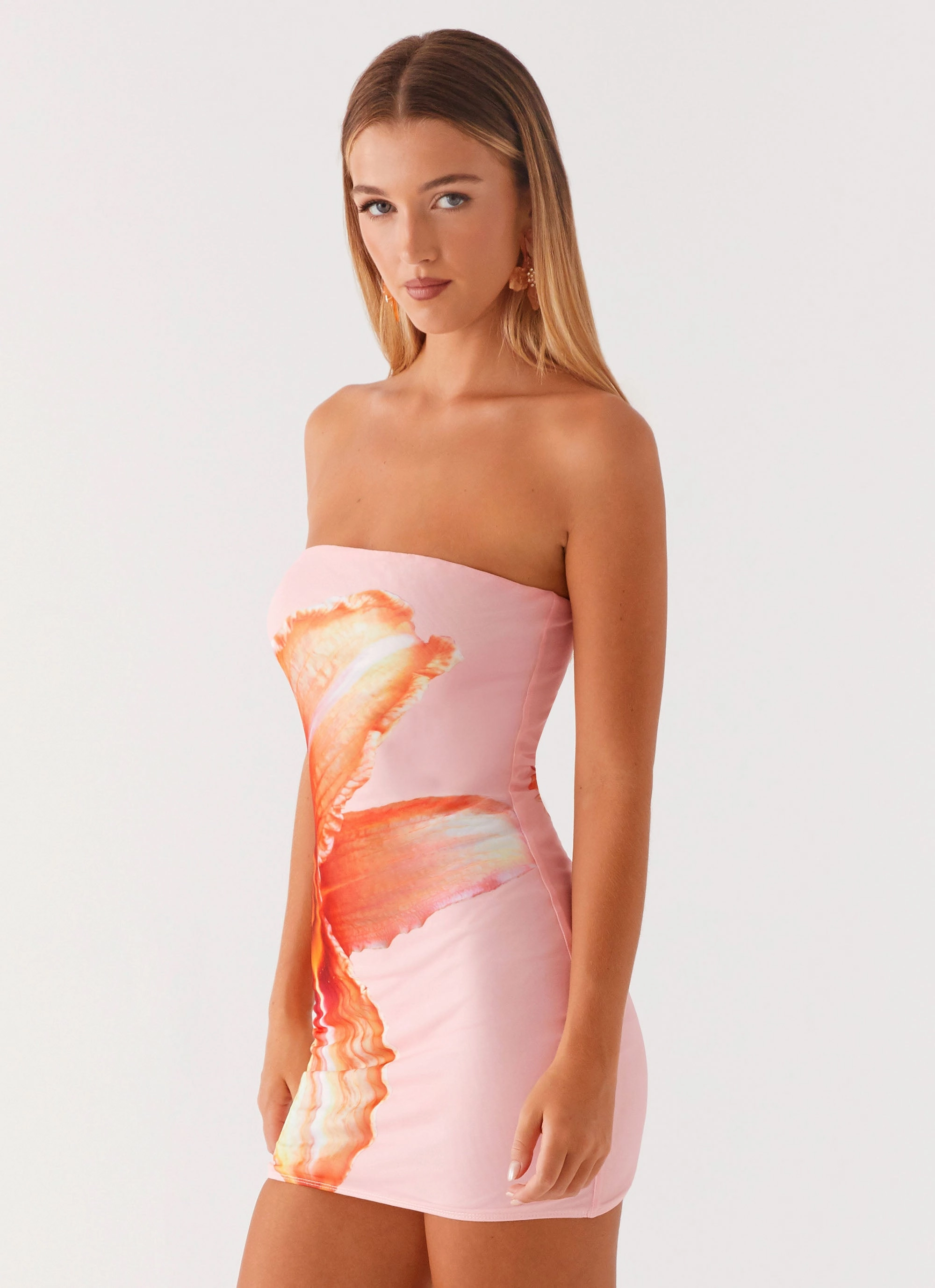 Full Bloom Mini Dress - Pink Basic Shape Hidden-Pocket