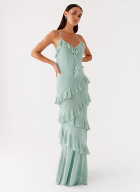 Country Club Maxi Dress - Sage Layered Texture