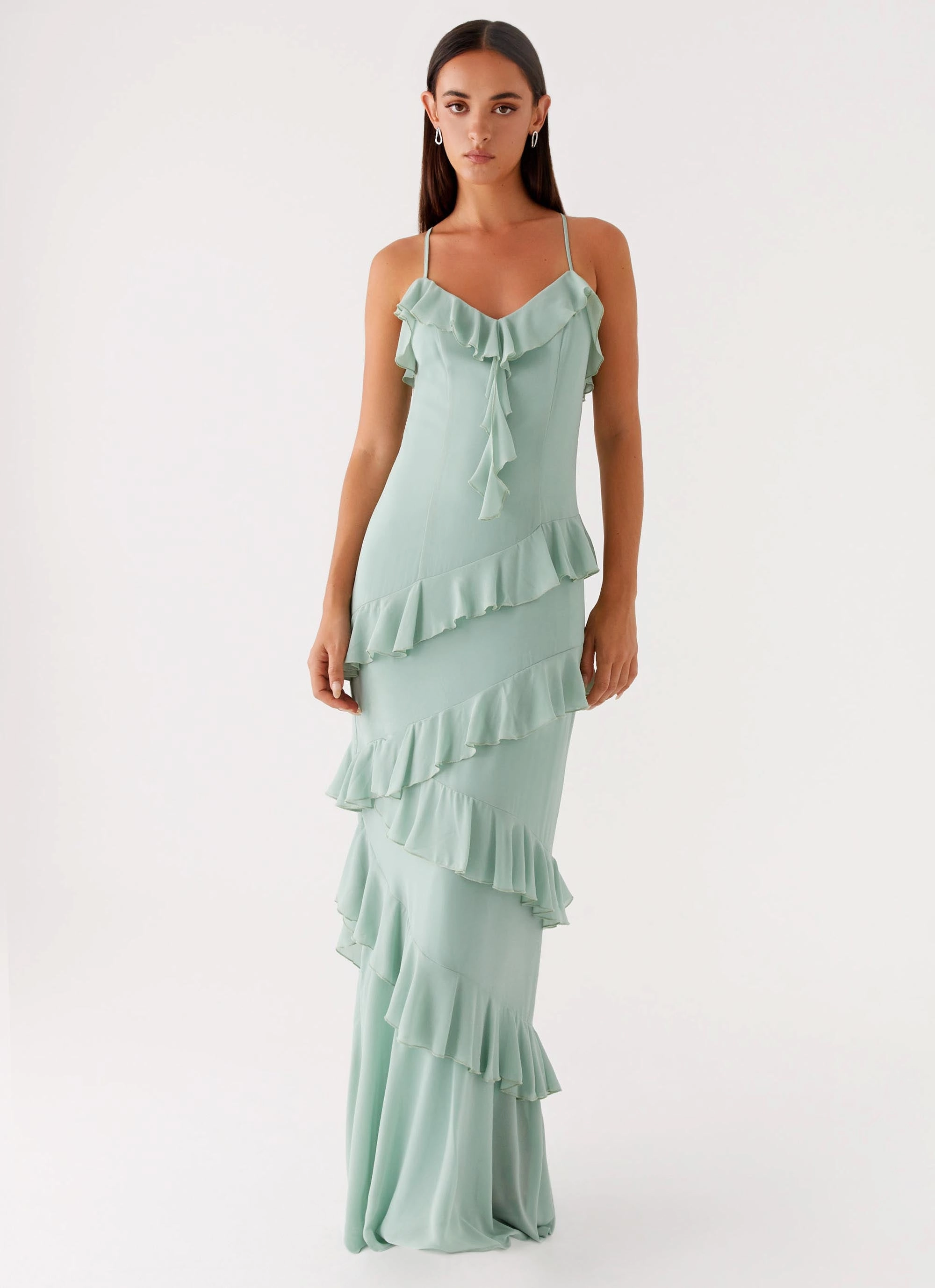 Country Club Maxi Dress - Sage Vibrant Hue Floor-Length