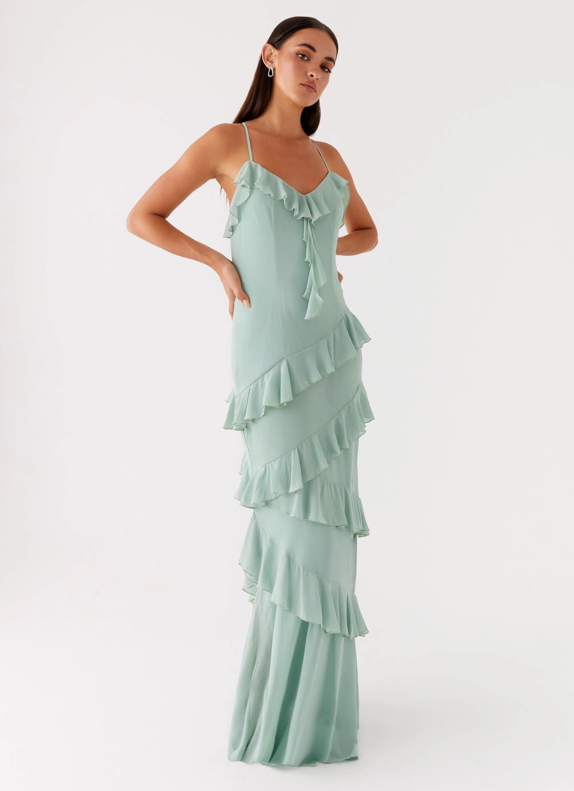 Country Club Maxi Dress - Sage Layered Texture