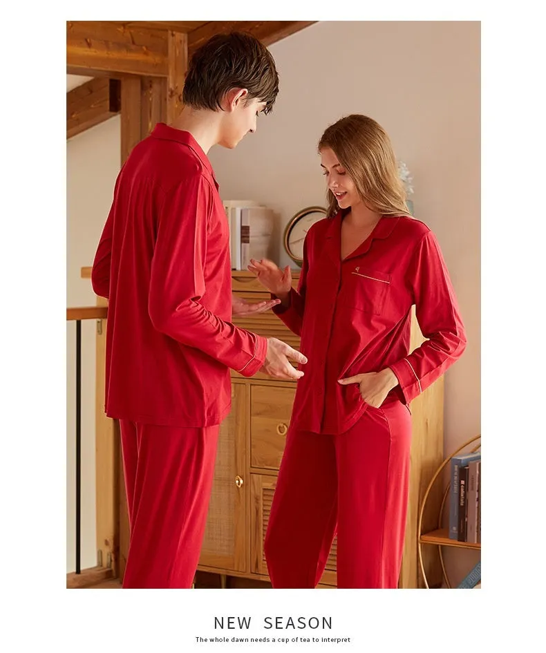 Couple Long Sleeve Modal Cotton Pajamas