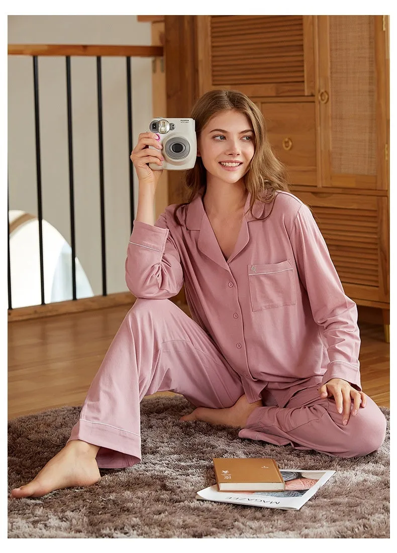 Couple Long Sleeve Modal Cotton Pajamas
