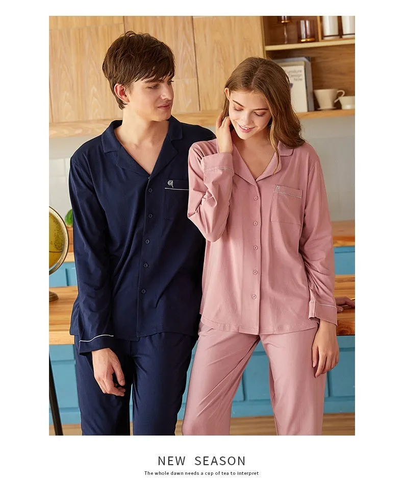 Couple Long Sleeve Modal Cotton Pajamas