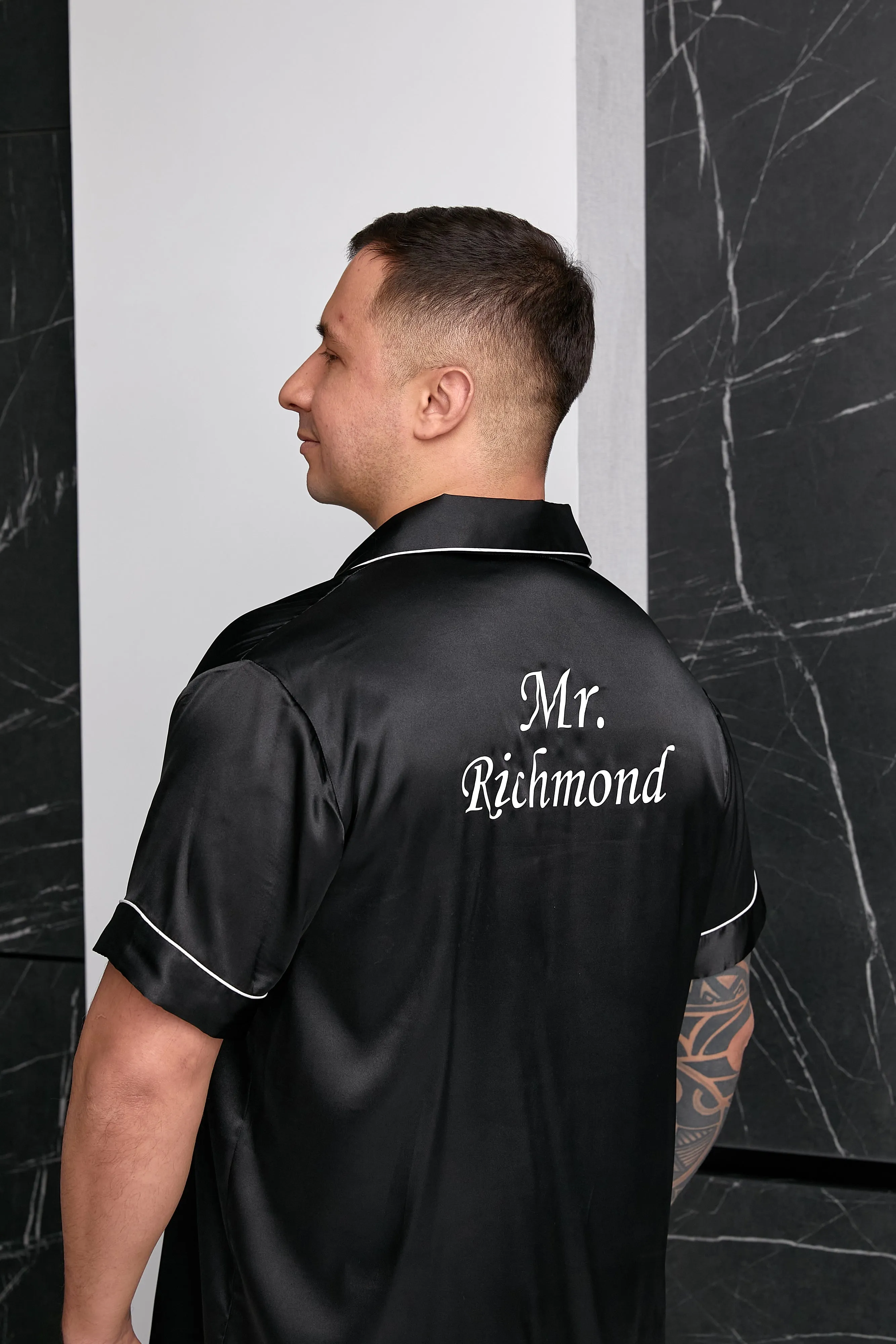 Couple matching Personalized Mr & Mrs Satin Honeymoon Pajamas - Short   Long