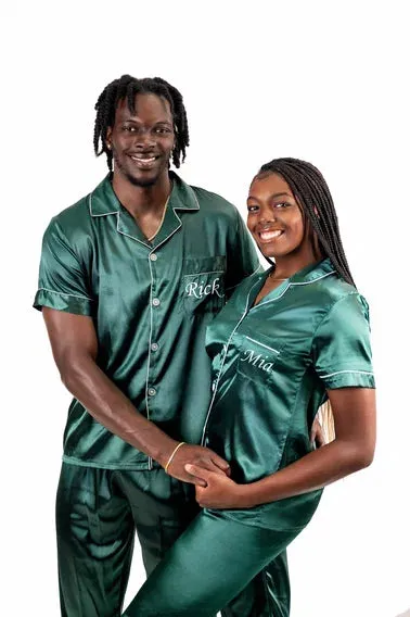 Couple matching Personalized Mr & Mrs Satin Honeymoon Pajamas - Short   Long
