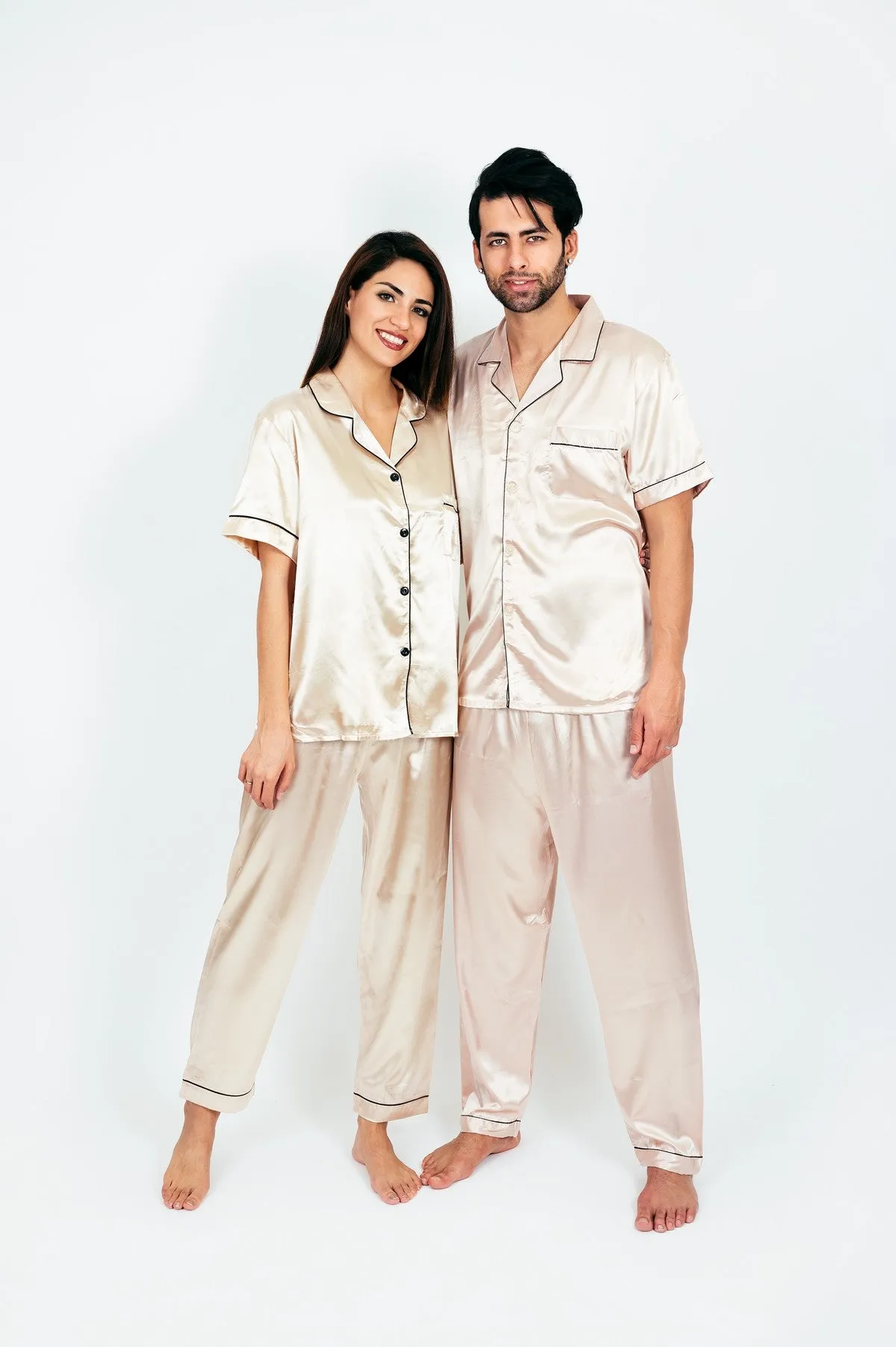 Couple matching Personalized Mr & Mrs Satin Honeymoon Pajamas - Short   Long