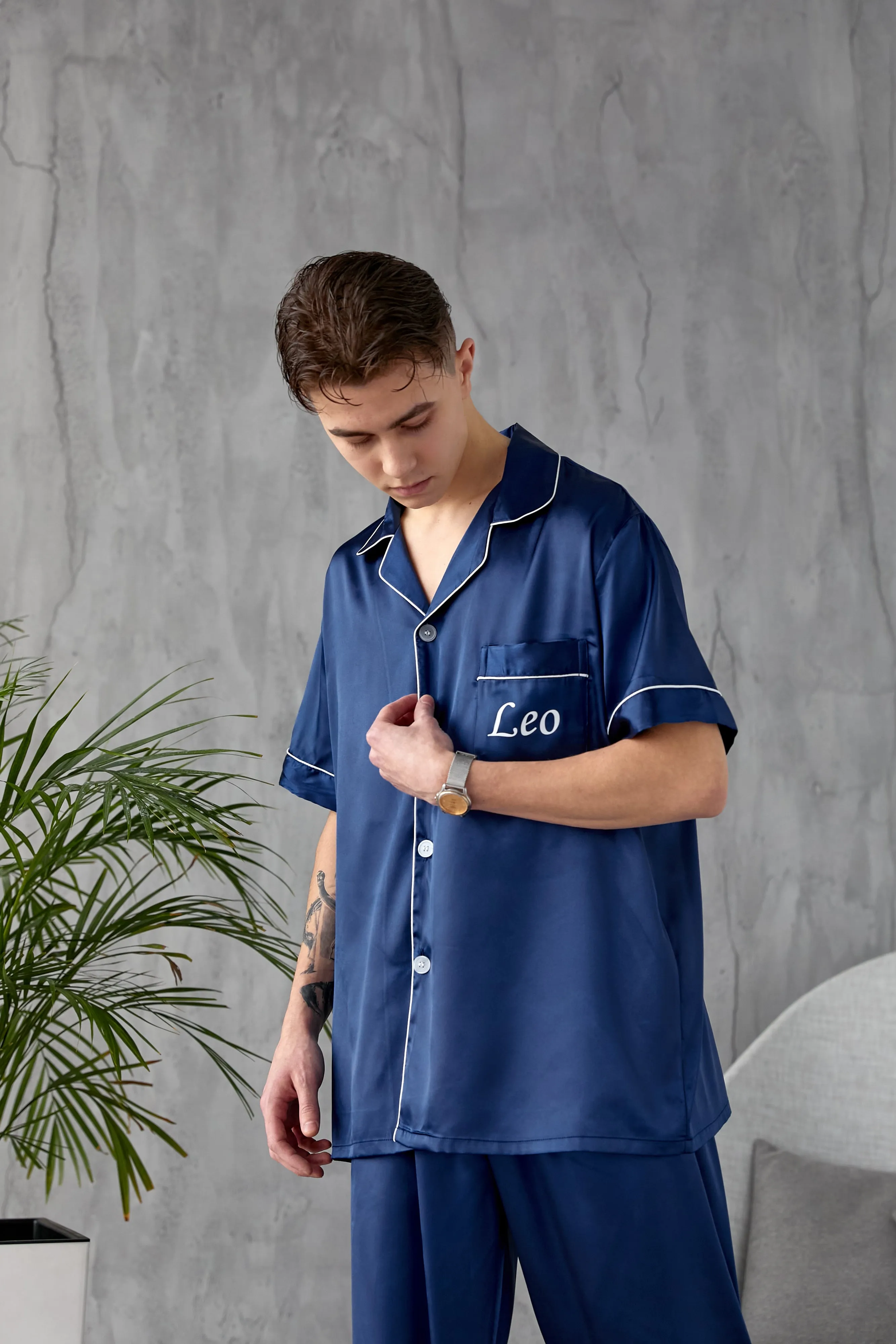 Couple matching Personalized Mr & Mrs Satin Honeymoon Pajamas - Short   Long
