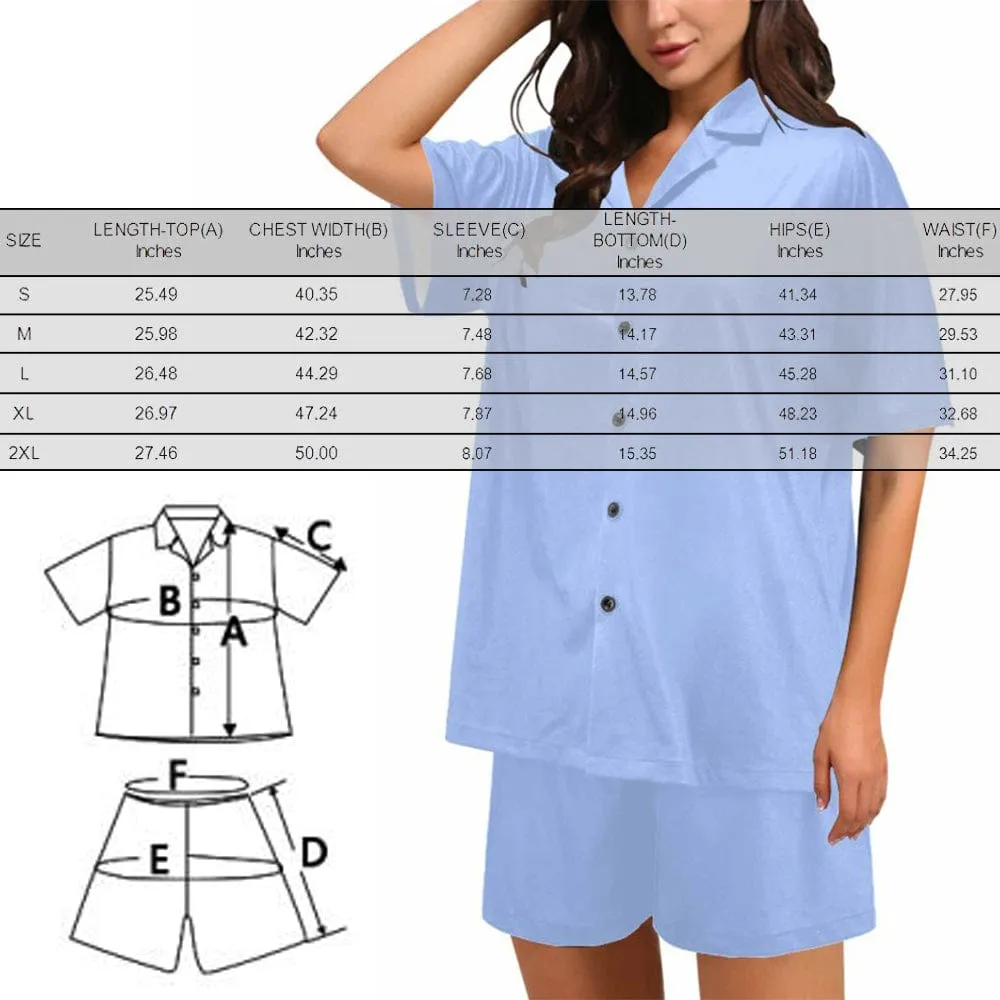 [Couple Pajamas] Custom Face Pajamas Red Love Summer Loungewear Personalized Couple Matching V-Neck Short Pajama Set