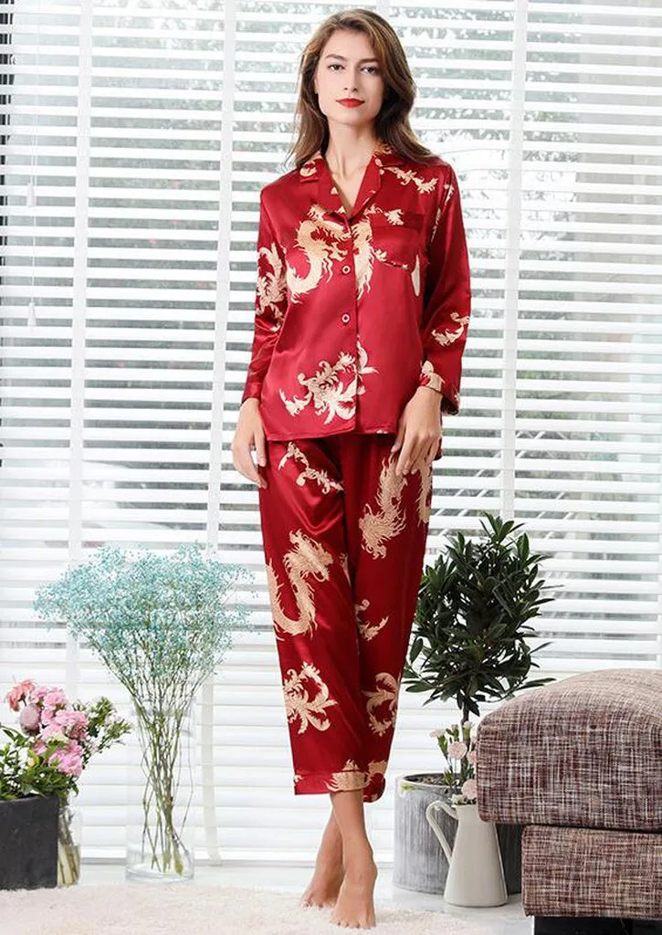 Couple Silk Satin Pajamas Pyjamas Set Long Sleeve Sleepwear Pijama Pajamas Suit Women and Man Sleep 2PC Set Loungewear