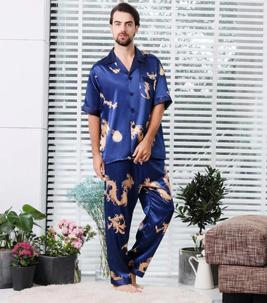 Couple Silk Satin Pajamas Pyjamas Set Long Sleeve Sleepwear Pijama Pajamas Suit Women and Man Sleep 2PC Set Loungewear