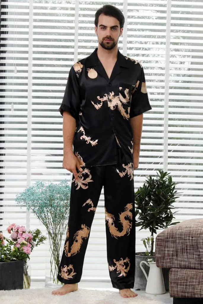 Couple Silk Satin Pajamas Pyjamas Set Long Sleeve Sleepwear Pijama Pajamas Suit Women and Man Sleep 2PC Set Loungewear