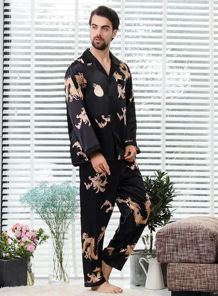 Couple Silk Satin Pajamas Pyjamas Set Long Sleeve Sleepwear Pijama Pajamas Suit Women and Man Sleep 2PC Set Loungewear