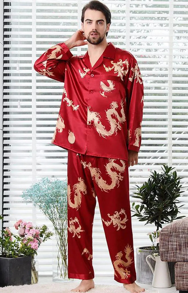 Couple Silk Satin Pajamas Pyjamas Set Long Sleeve Sleepwear Pijama Pajamas Suit Women and Man Sleep 2PC Set Loungewear