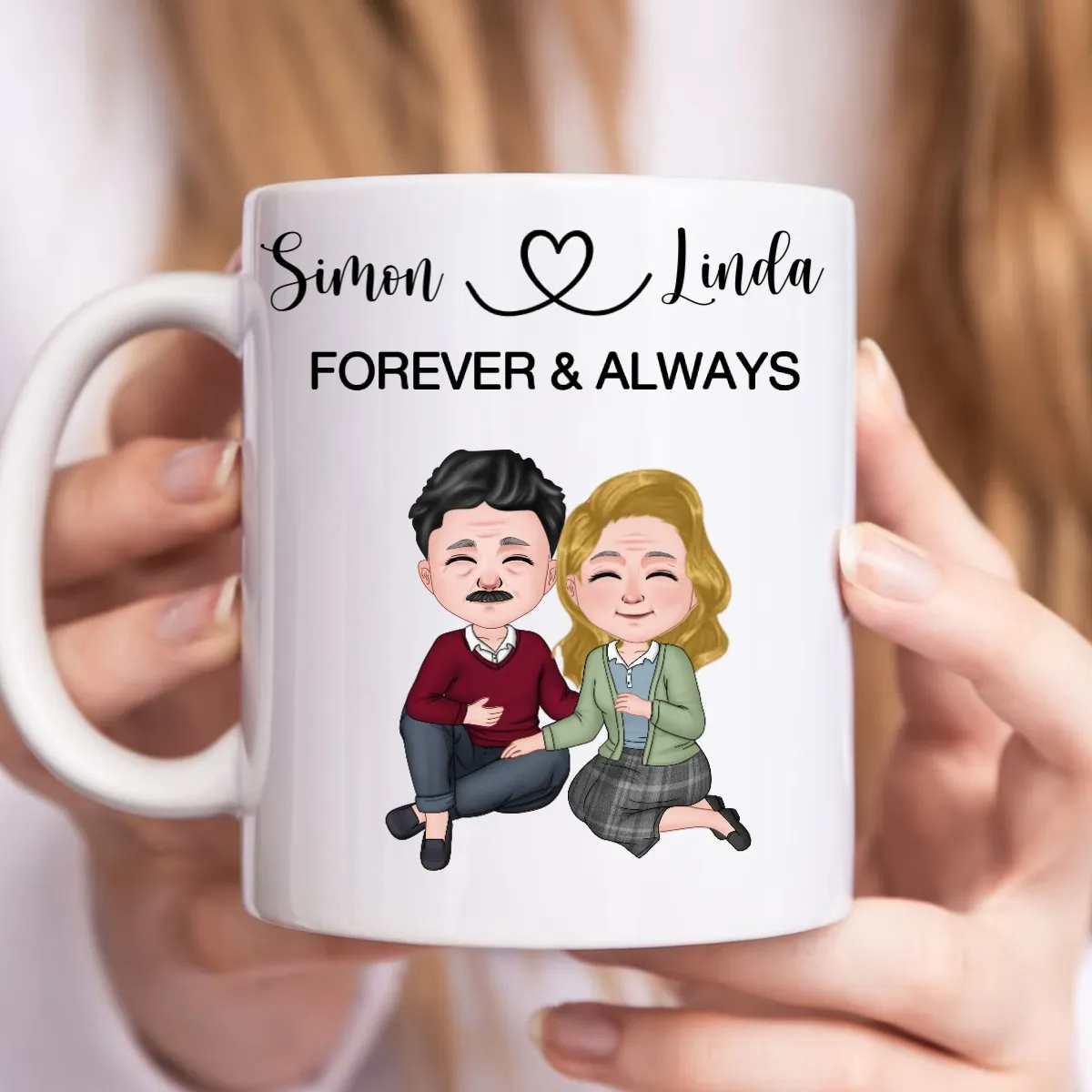 Couple Sitting Forever And Always - Personalized Mug