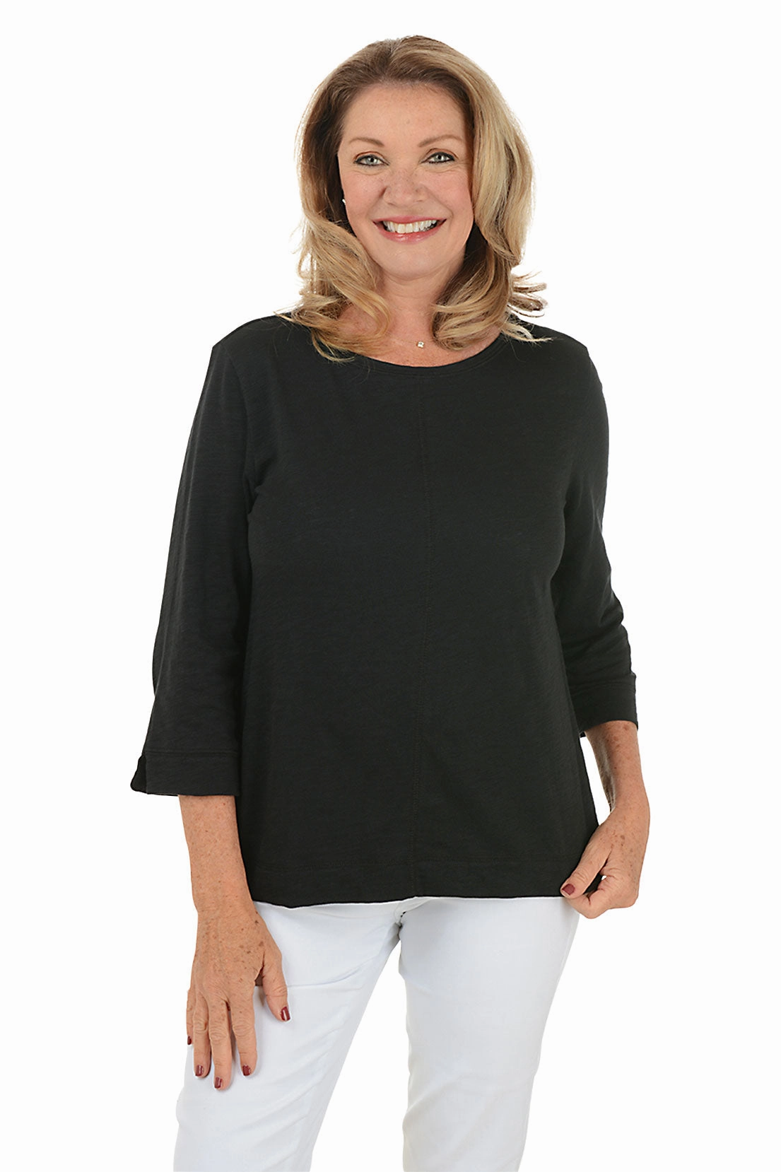Breathable Ventilation UltraSoft Lining Coverstitch Boatneck Cotton Top