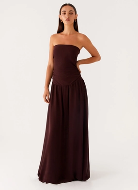 Casual Smart Statement Mood Covia Strapless Maxi Dress - Dark Chocolate