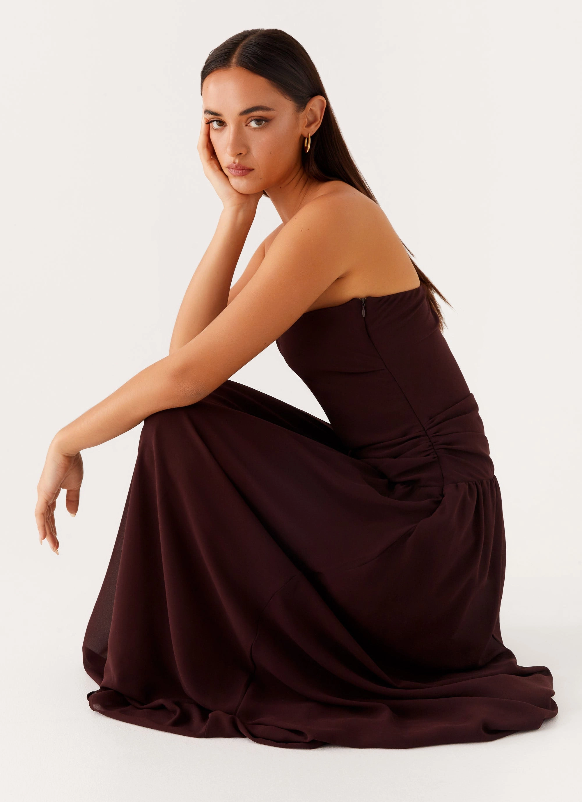 Covia Strapless Maxi Dress - Dark Chocolate Autumn Mood Elegant Finish