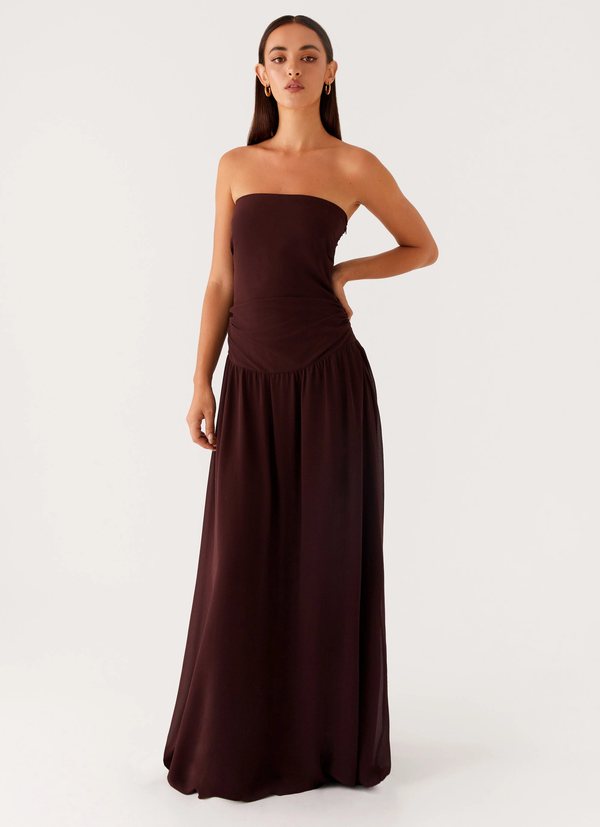 Casual Smart Statement Mood Covia Strapless Maxi Dress - Dark Chocolate