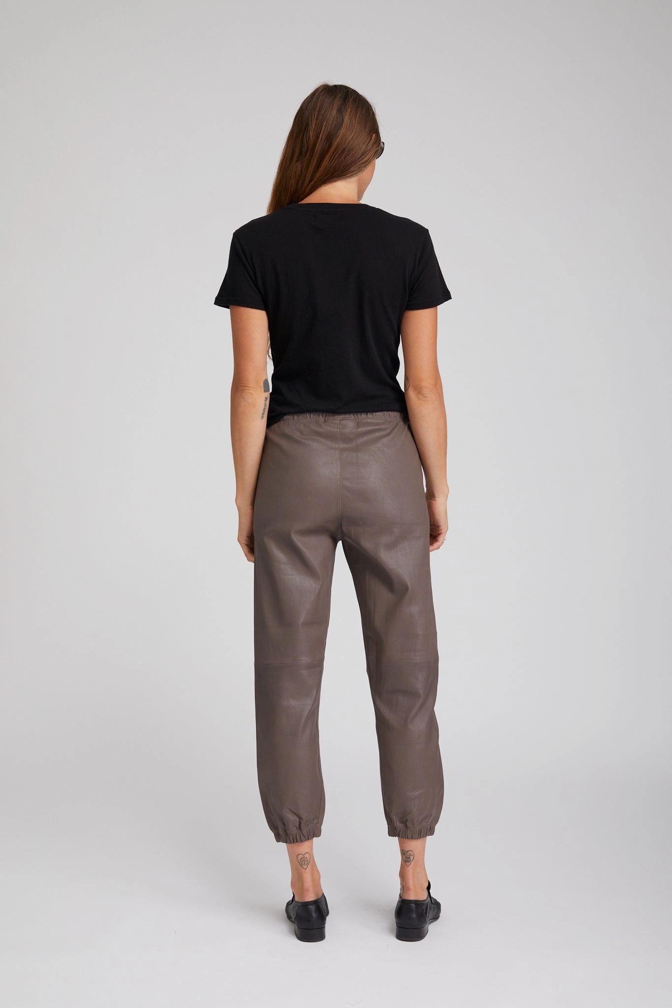 Grey Leather Sweatpants Performance Wear SeamlessPocketDesign