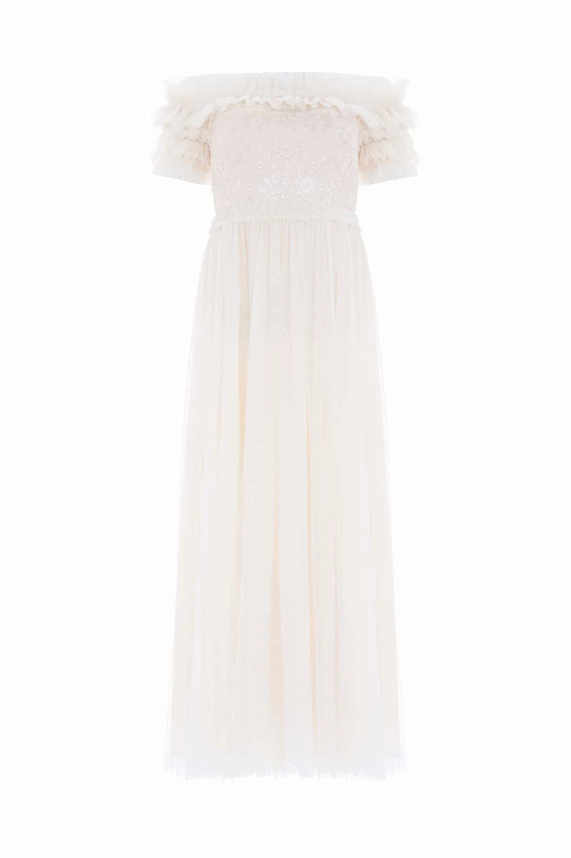 Brunch Fit Flattering Shape Design Midsummer Lace Bodice Off-Shoulder Ankle Gown