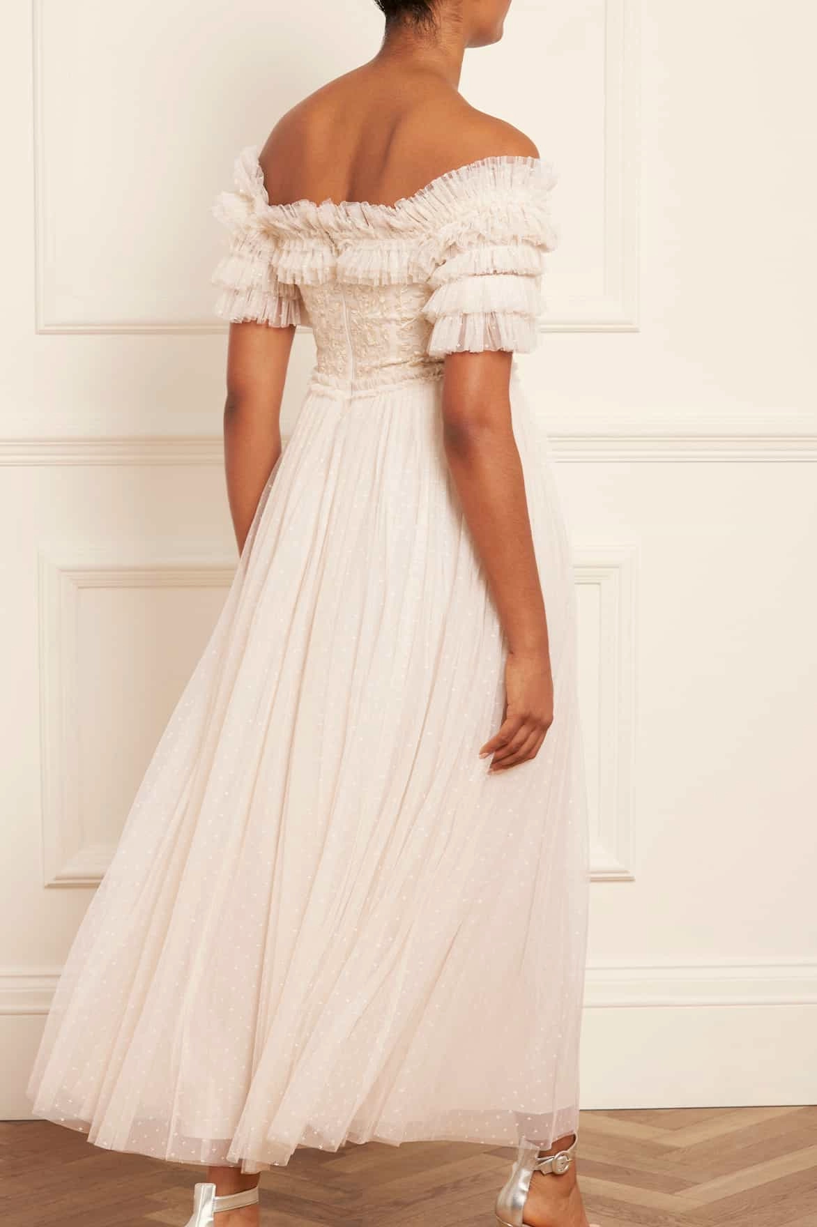 Classic Edge Polished Layer Midsummer Lace Bodice Off-Shoulder Ankle Gown