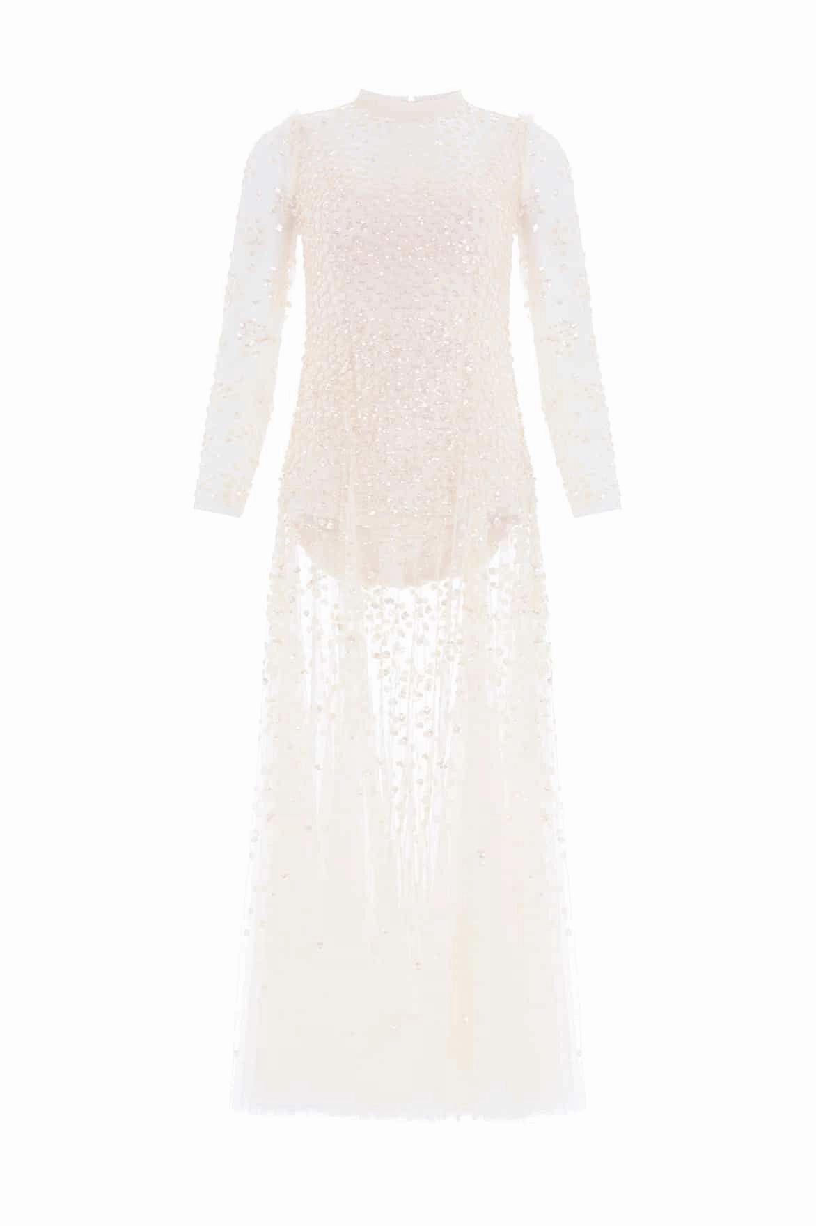 Luxe Fit Leila Dot Sheer Ankle Gown