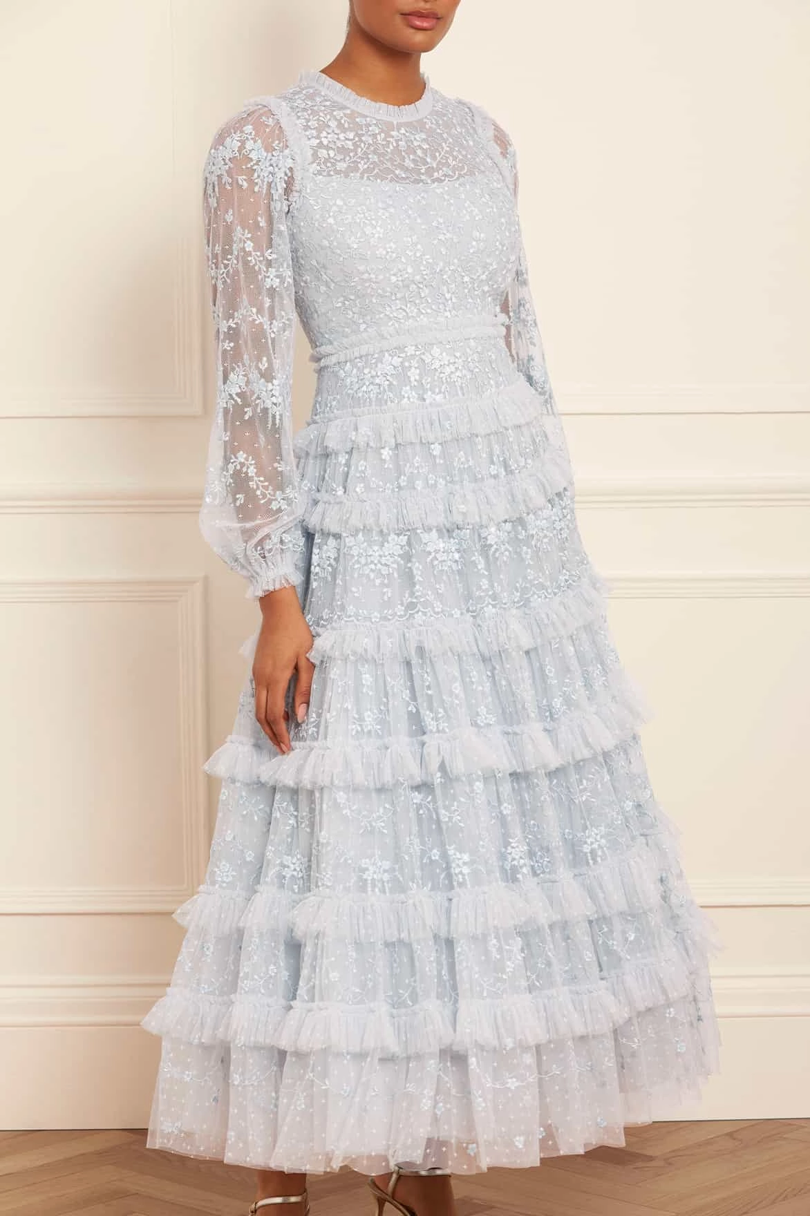Simple Spirit Blossom Lace Ankle Gown