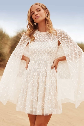 Balanced Look Heart Lattice Micro Mini Dress