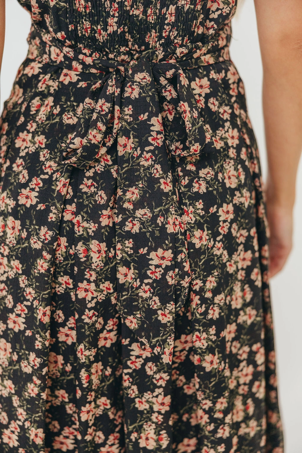 Milania Midi Dress in Black Floral Light Comfort Chic Layering