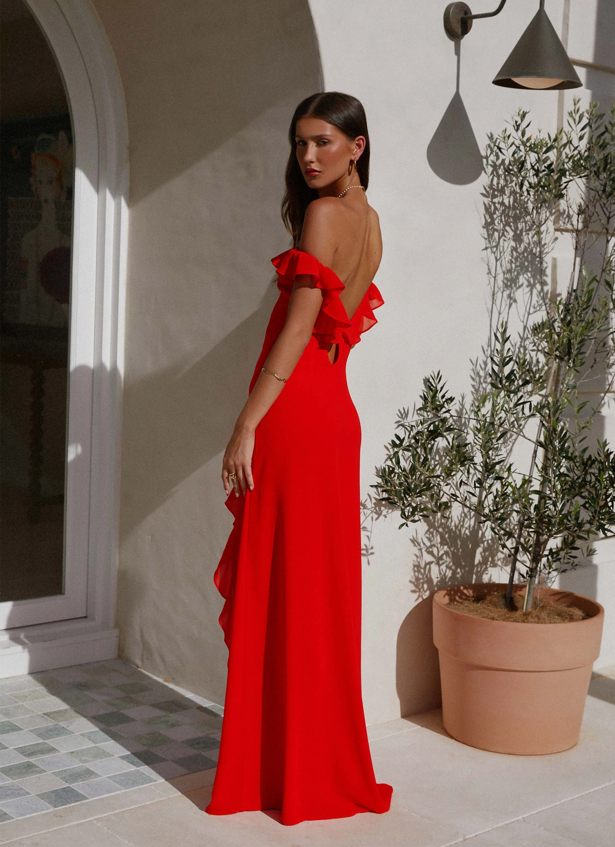 Braxton Maxi Dress - Red Playful Cut Easy Layers