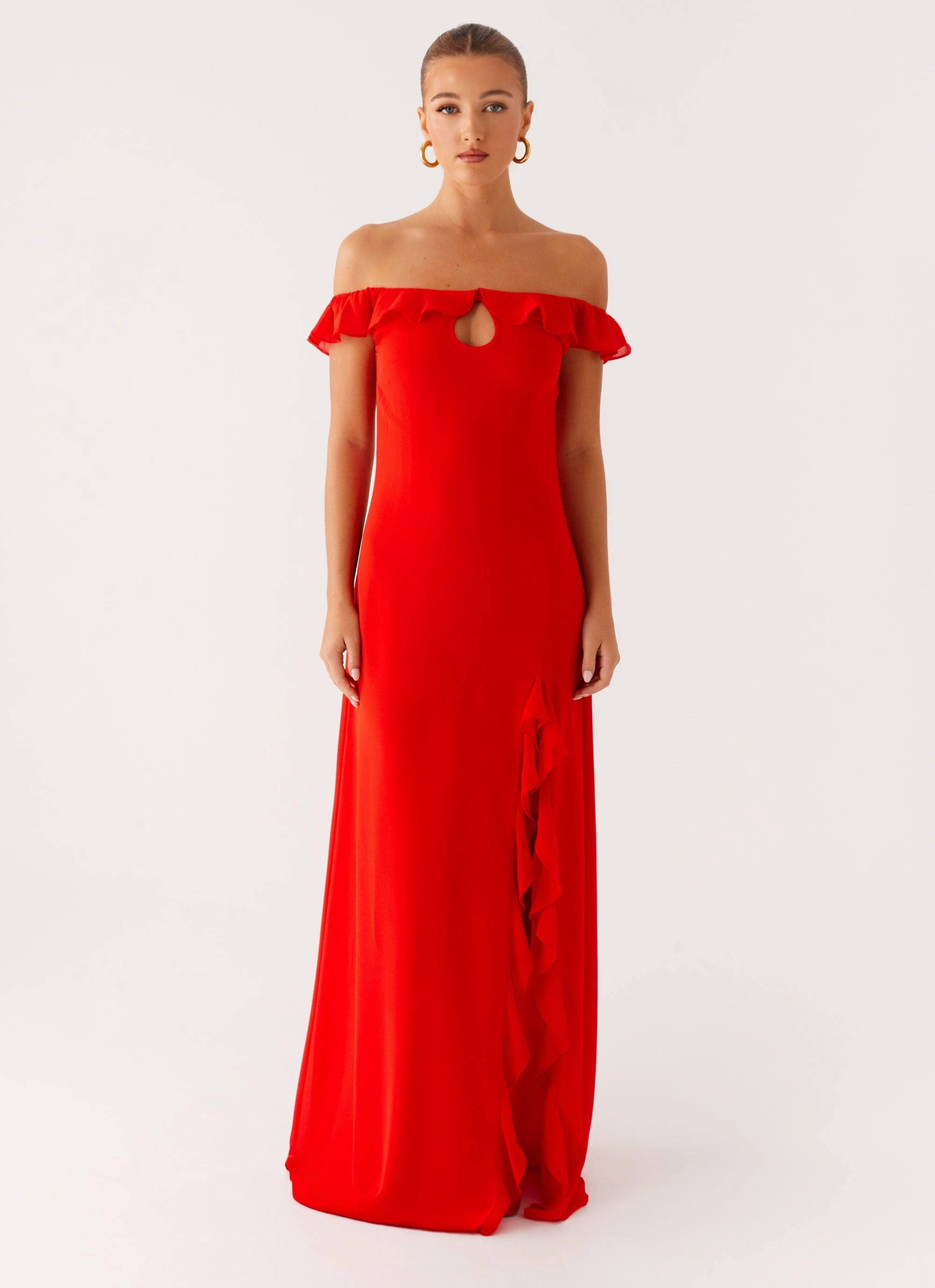 Embroidered-Detail Casual Style Wear Braxton Maxi Dress - Red