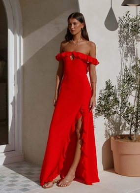 Braxton Maxi Dress - Red WideCollarDesign Fresh Tones