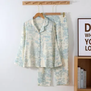 Crepe Cotton Mist Print Pajama Set