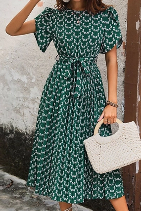 Rooftop-Event Flexible Mood CREW NECK FLORAL PRINT DRESS_CWDSD2684