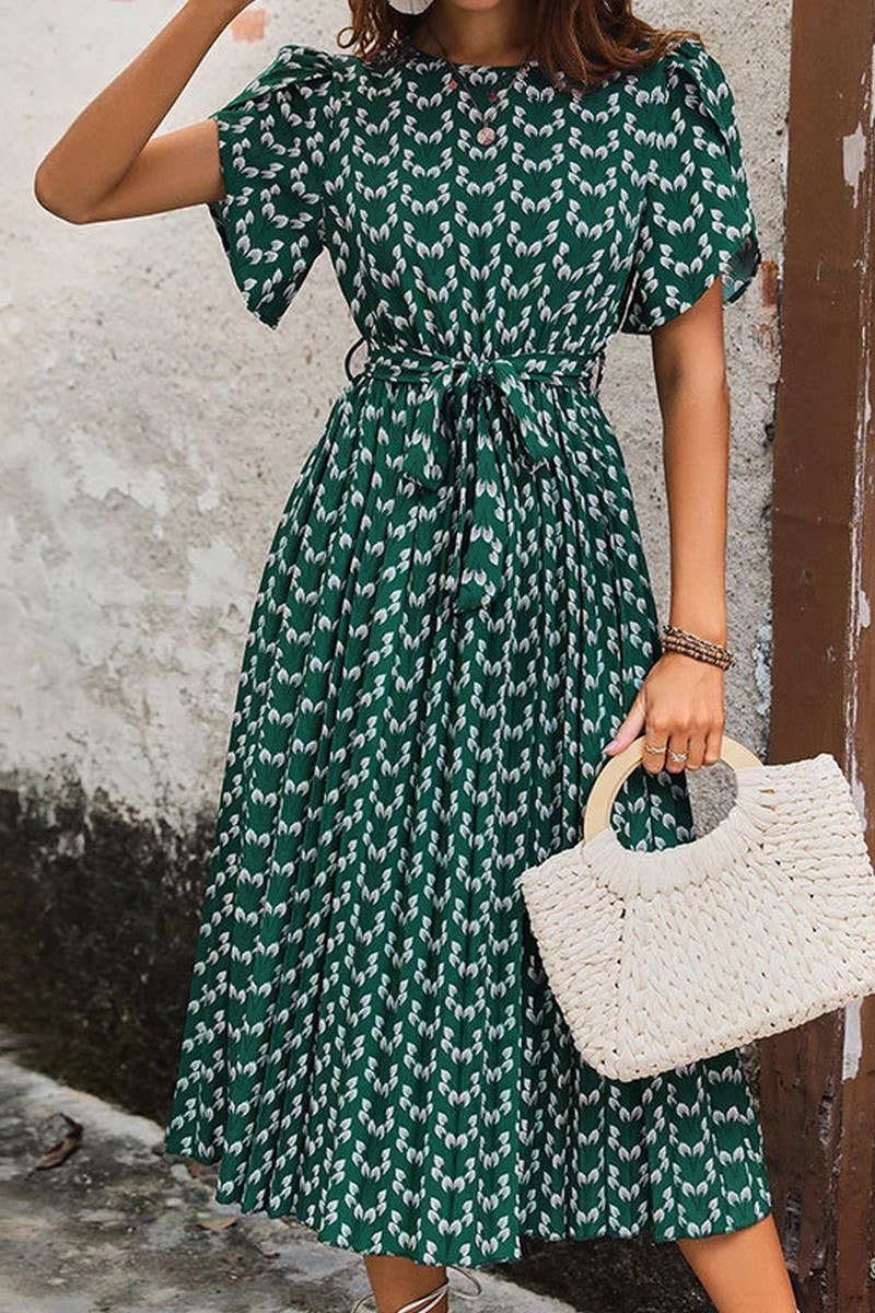 Rooftop-Event Flexible Mood CREW NECK FLORAL PRINT DRESS_CWDSD2684