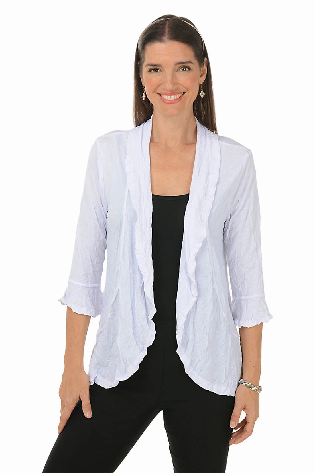 Odor Neutralizing Technology Crinkle Bell Sleeve Cardigan
