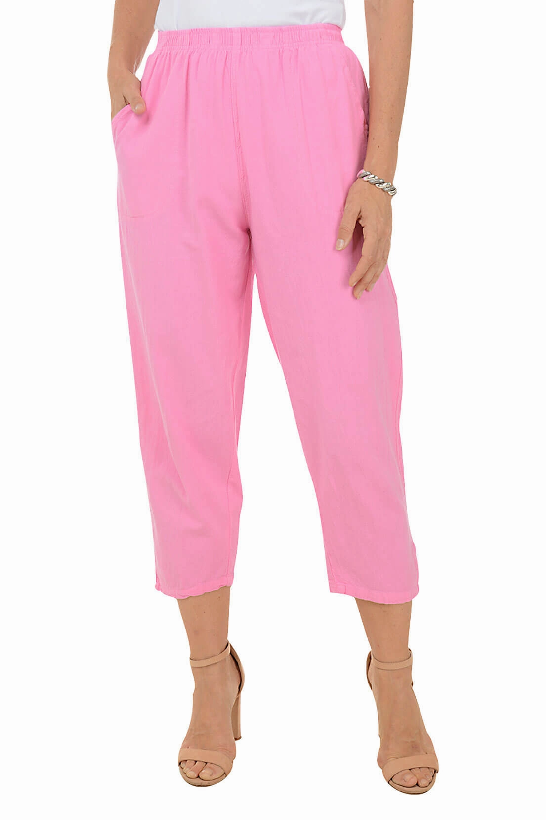 Flat Lock Seams hypoallergenic material Crinkle Button Tab Crop Pant