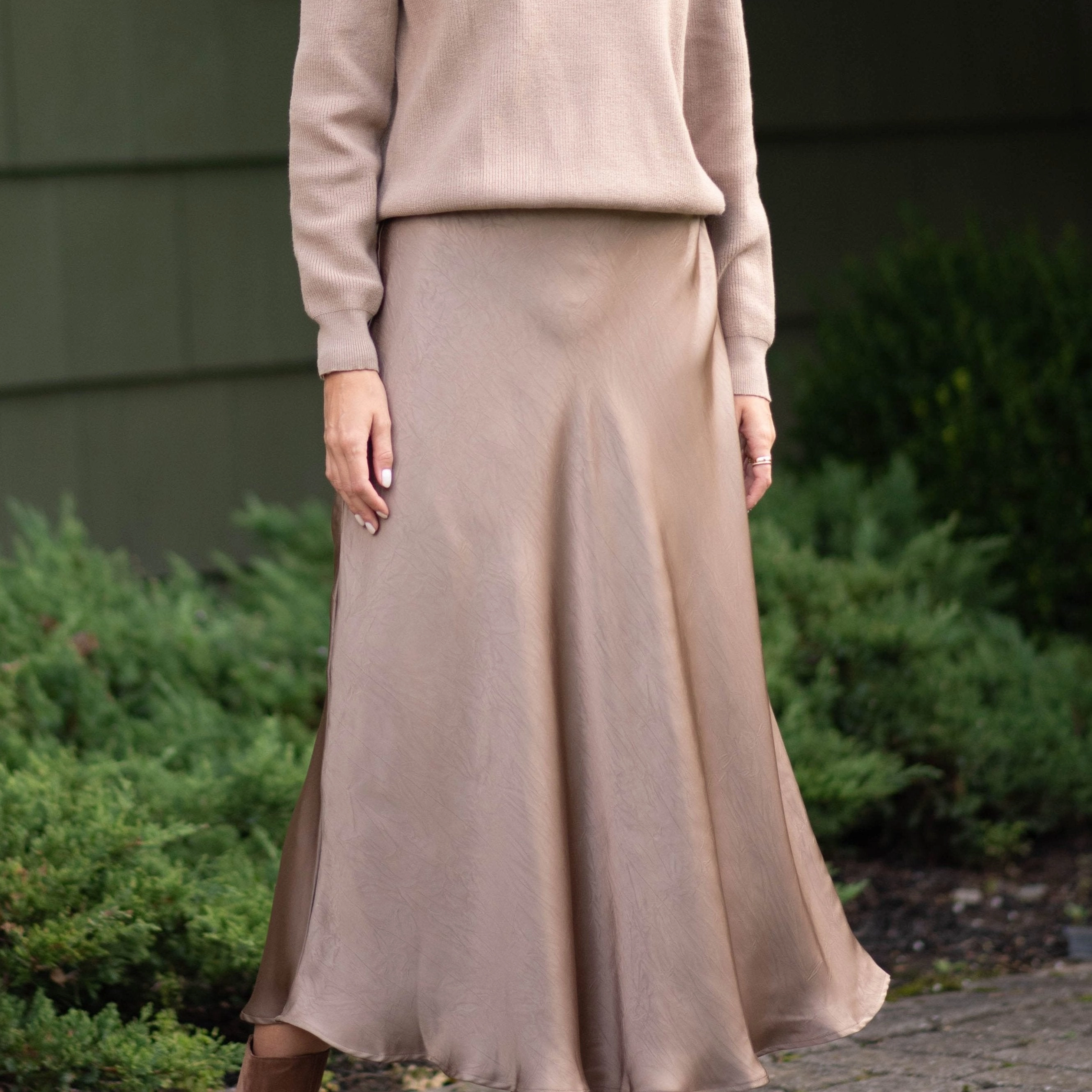 investment piece Crinkle Slip Skirt | Camel