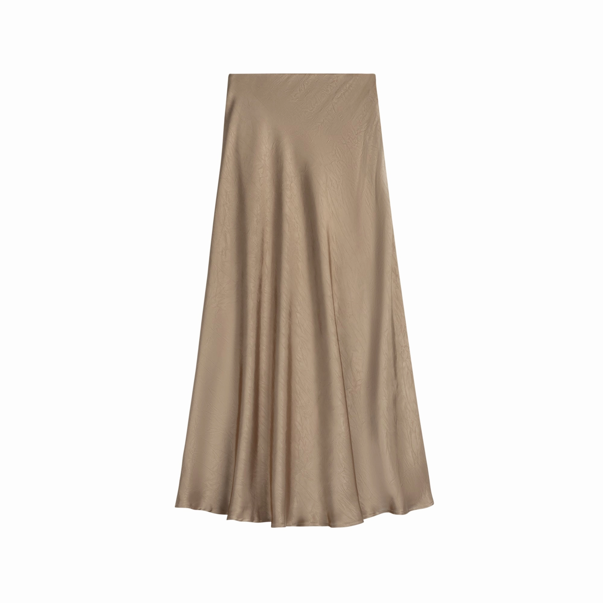 Delicate Texture Street Ready Crinkle Slip Skirt | Camel