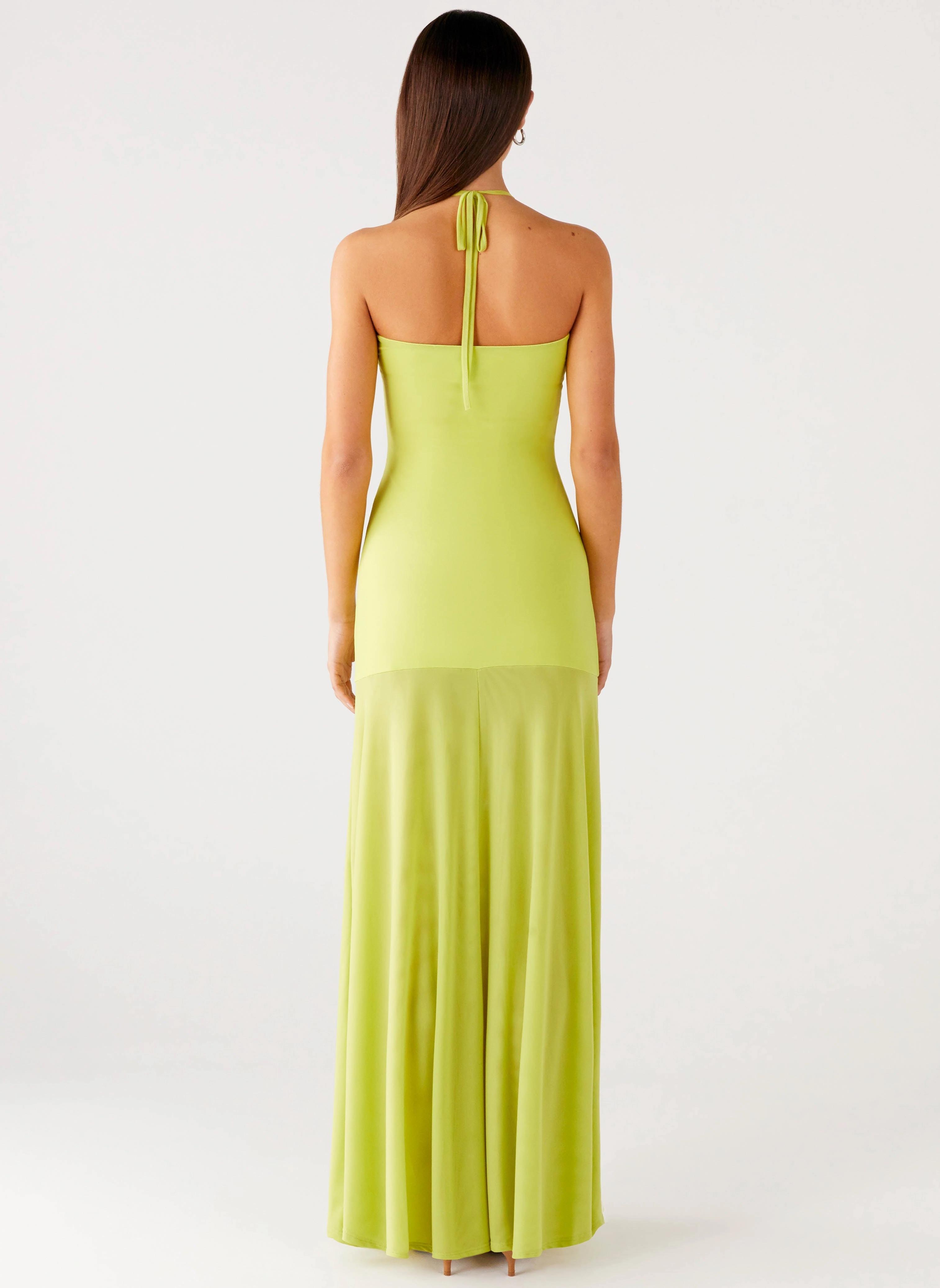 Claria Maxi Dress - Lime Square Neck Bohemian-Style