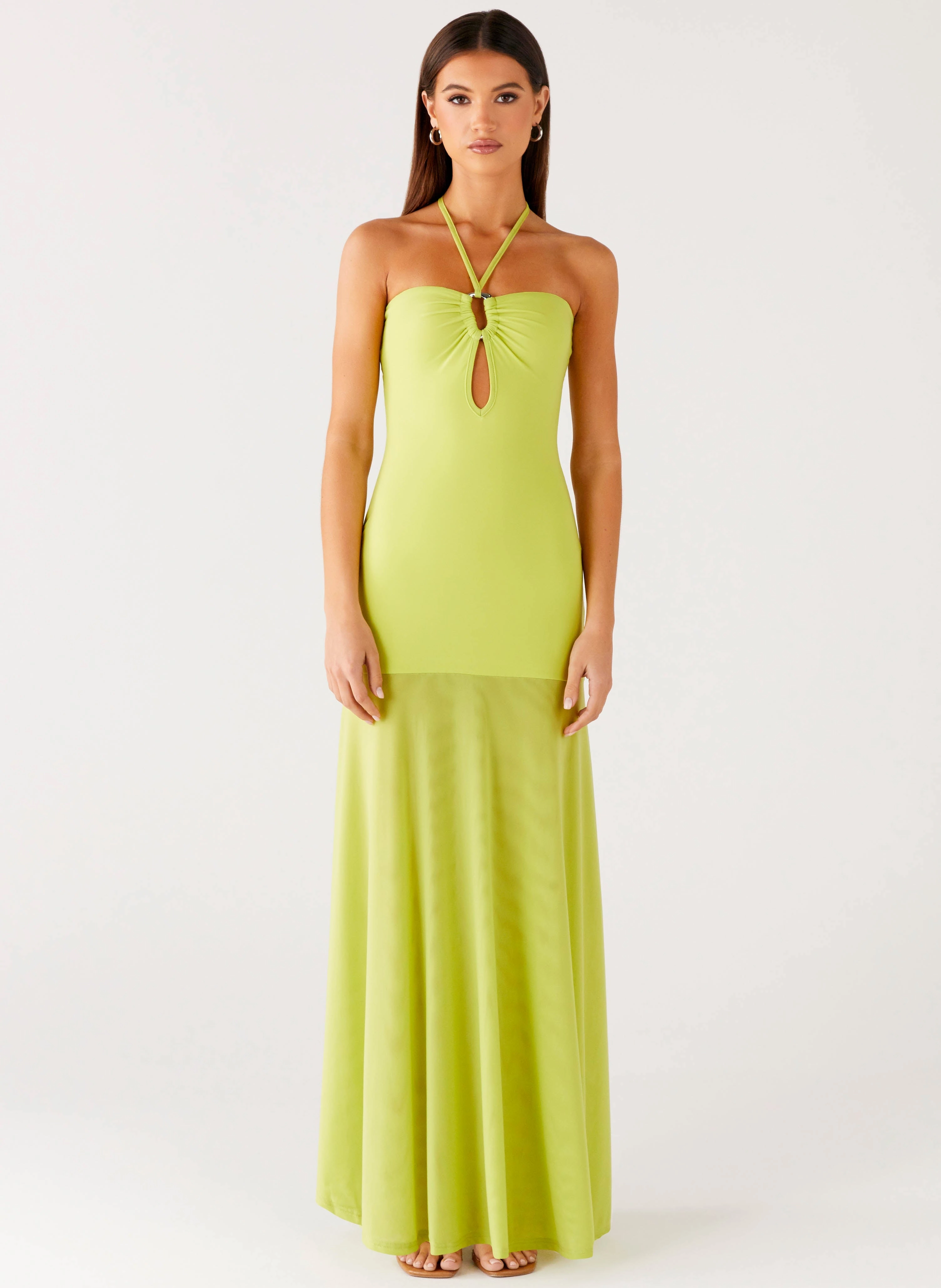single wear Kimono-Sleeve Claria Maxi Dress - Lime