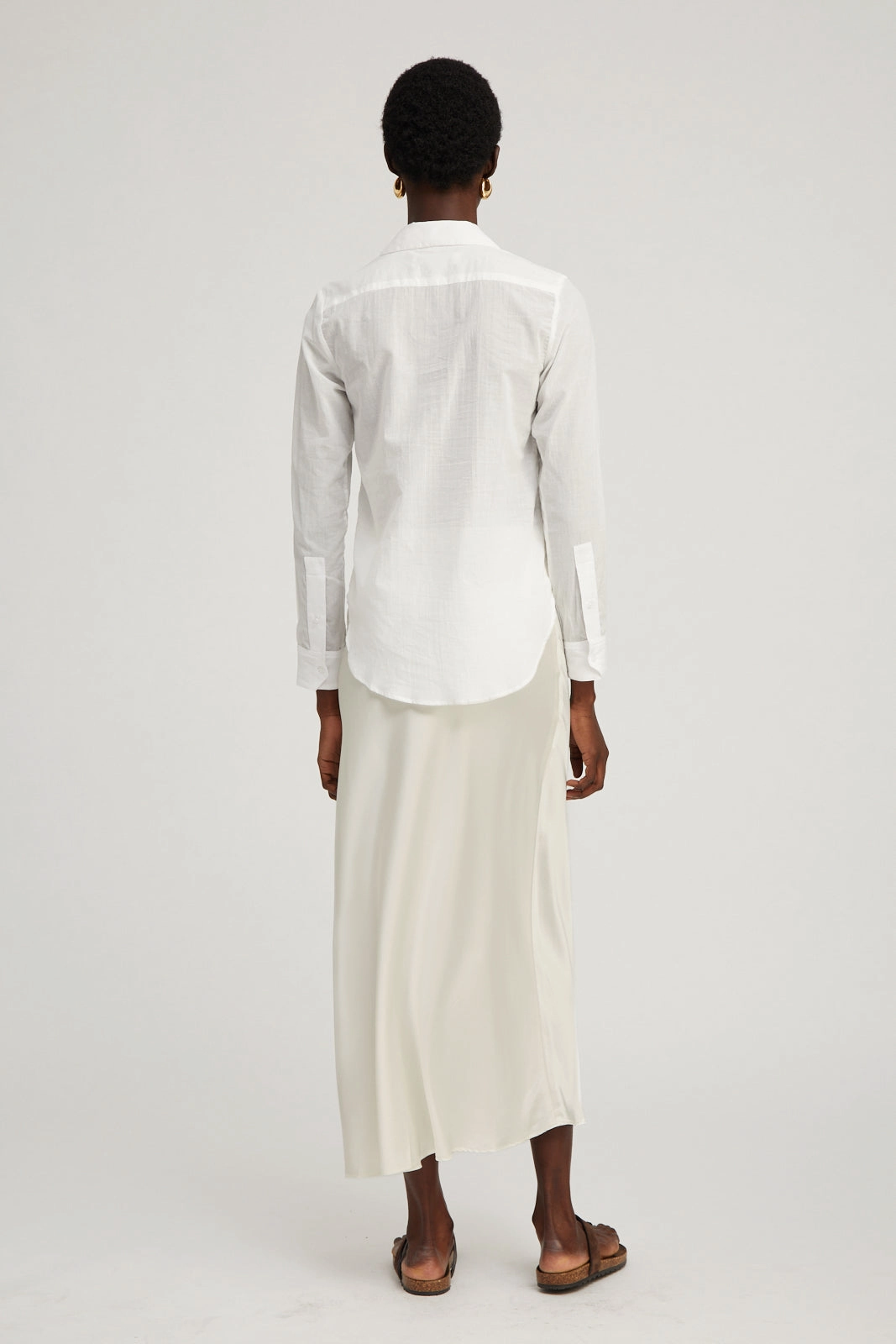 Ivory Silk Bias Maxi Skirt Comfy Look Embossed Detail