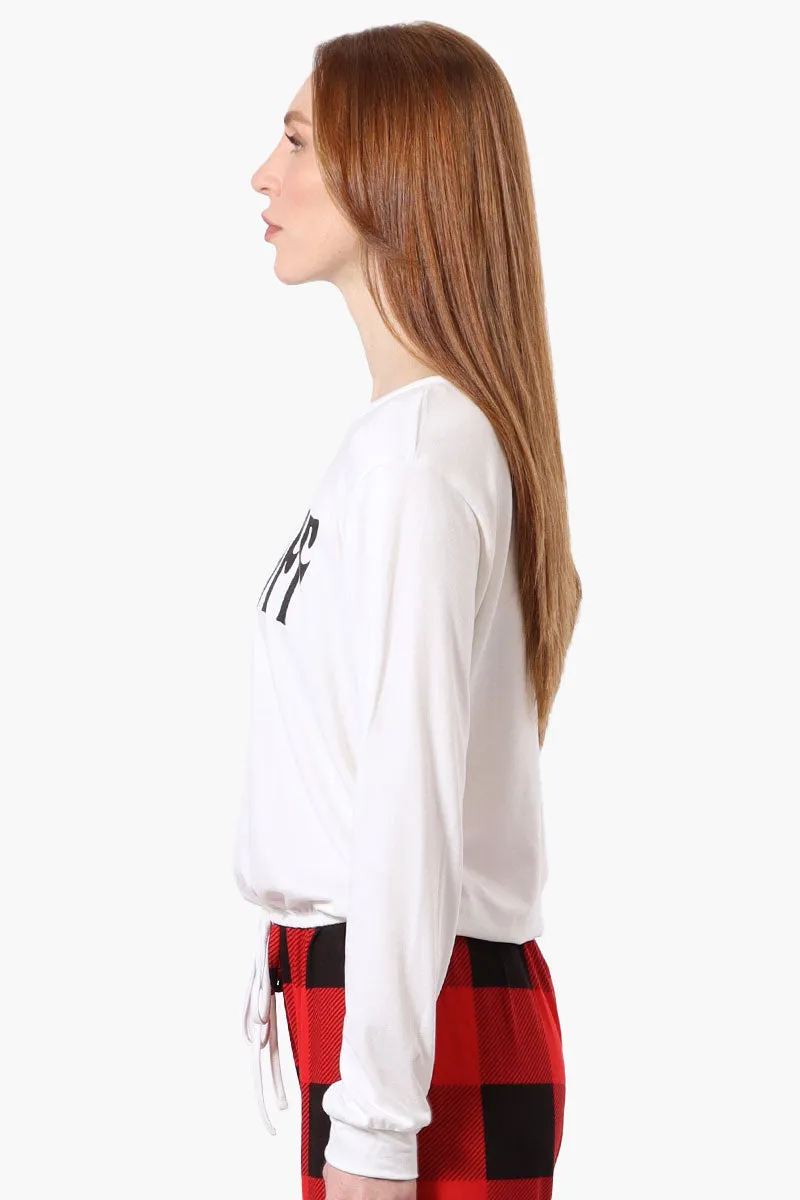 Cuddly Canuckies Coffee Print Pajama Top - White