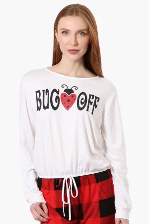 Cuddly Canuckies Coffee Print Pajama Top - White