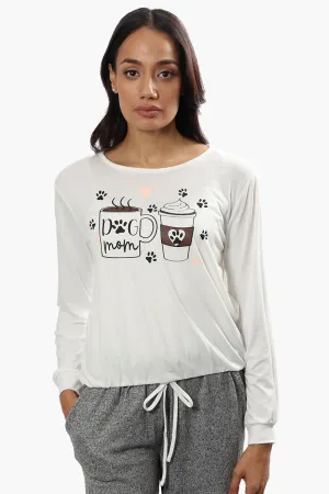 Cuddly Canuckies Dog Mom Print Pajama Top - White