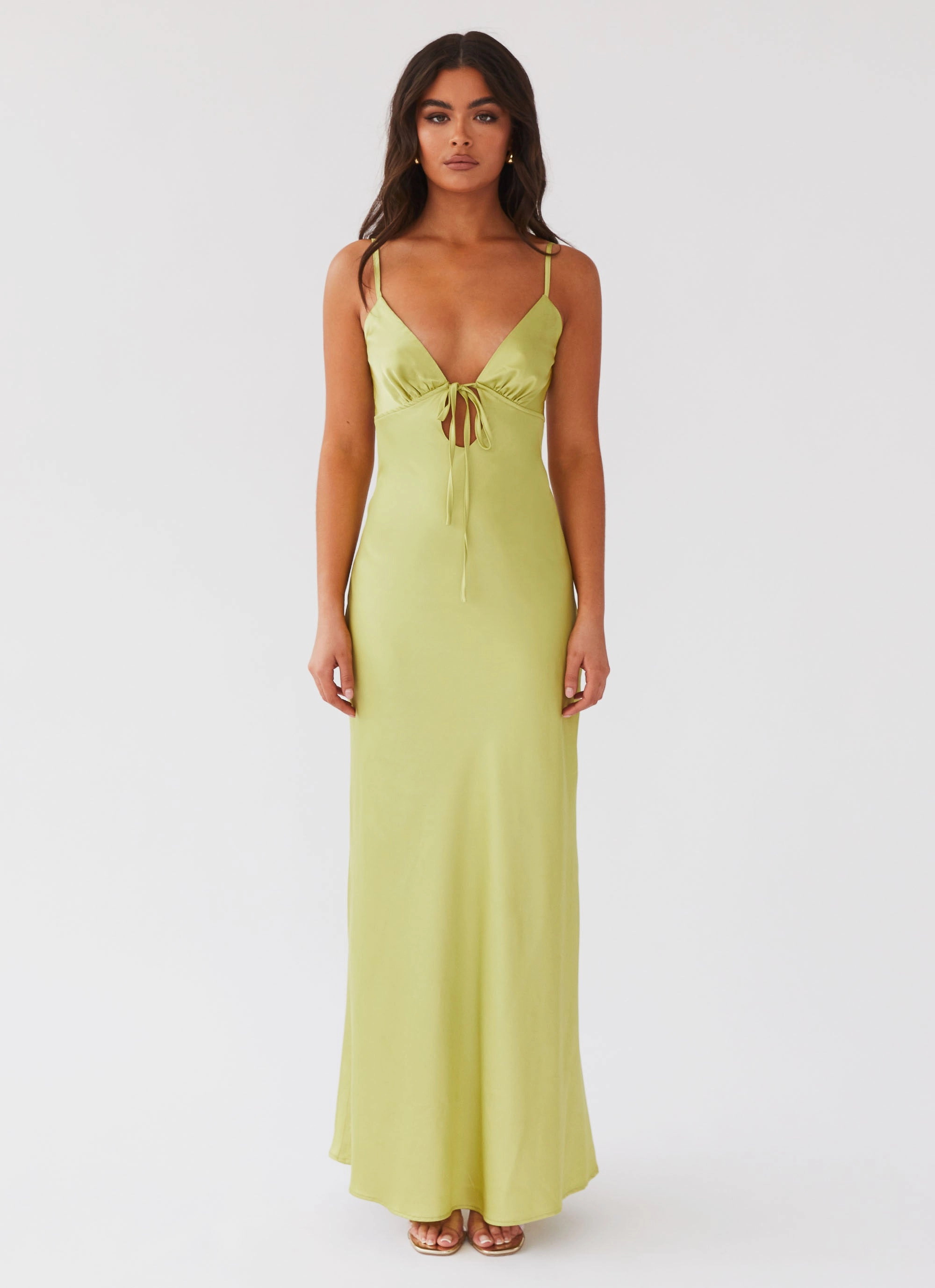Flora Satin Maxi Dress - Green Expectations Relaxed Vibe Party Perfect