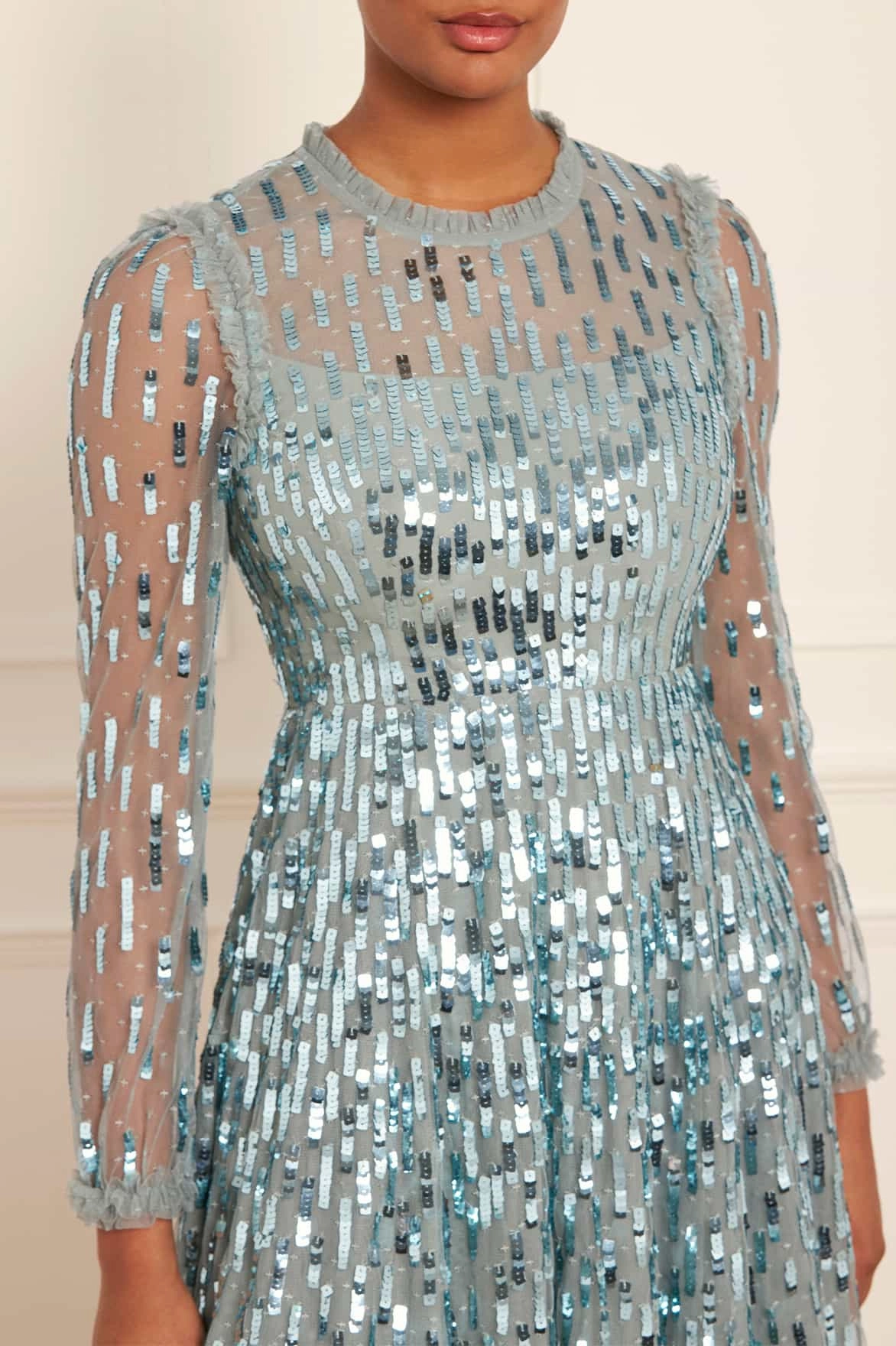 All-Season Comfort Sequin Dash Long Sleeve Ankle Gown